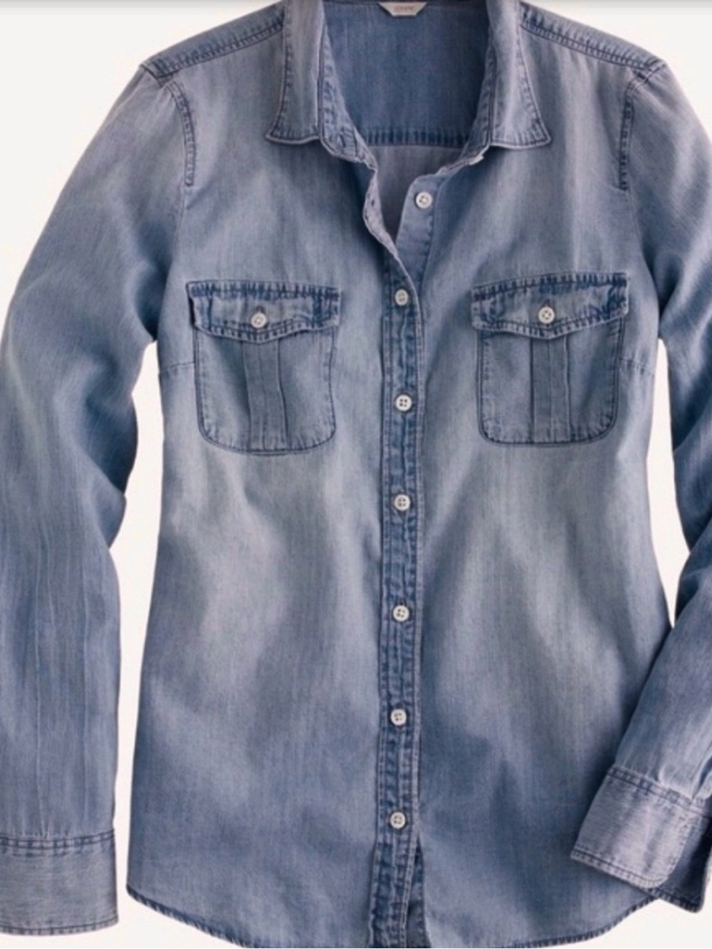 J. Crew md wash denim buttn dwn shrt WM M classic preppy
